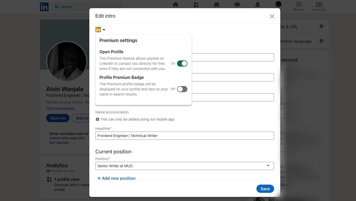 Показать или скрыть опцию премиум‑бейджа
