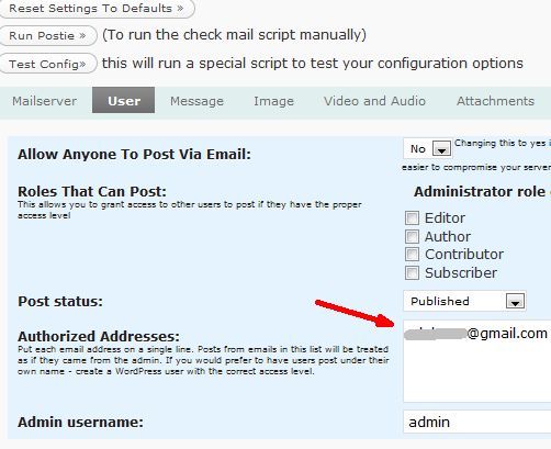 Плагин Postie обрабатывает входящее письмо с изображением веб‑камеры