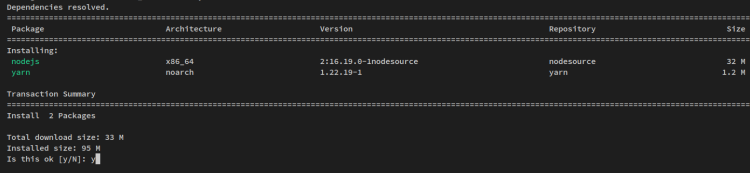 Установка nodejs и yarn