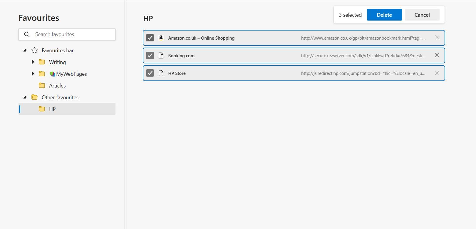 Управление закладками в Microsoft Edge