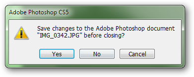 Подтверждение при закрытии файла без перезаписи оригинала