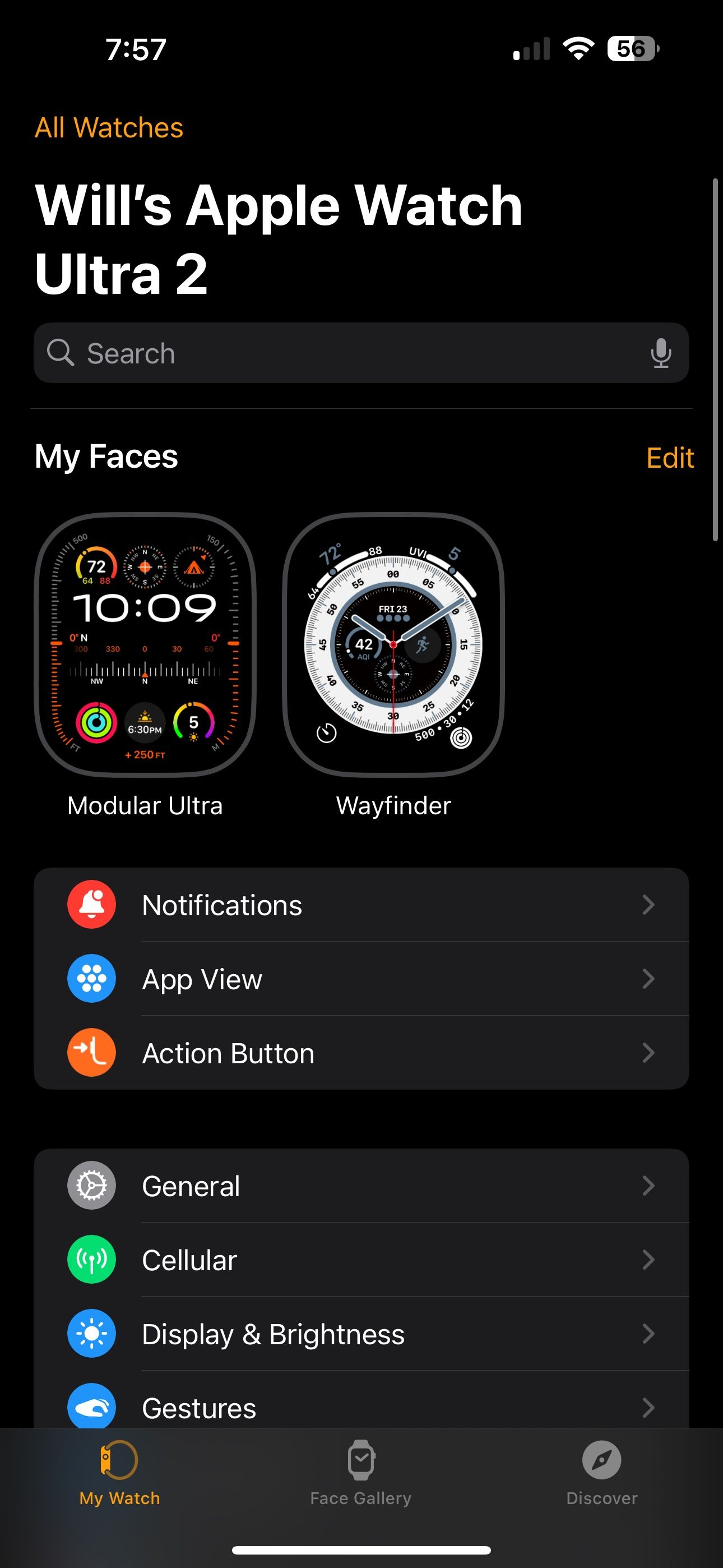 Главный экран приложения Watch