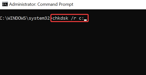 Запуск chkdsk для проверки диска