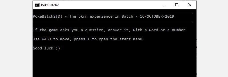 Текстовая версия игры Покемон, реализованная batch‑файлом
