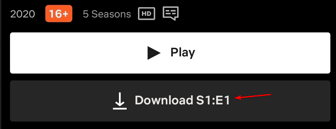 Botón de descarga en la página de detalle de una película en Android