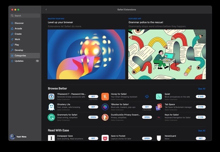 Раздел расширений Safari в Mac App Store
