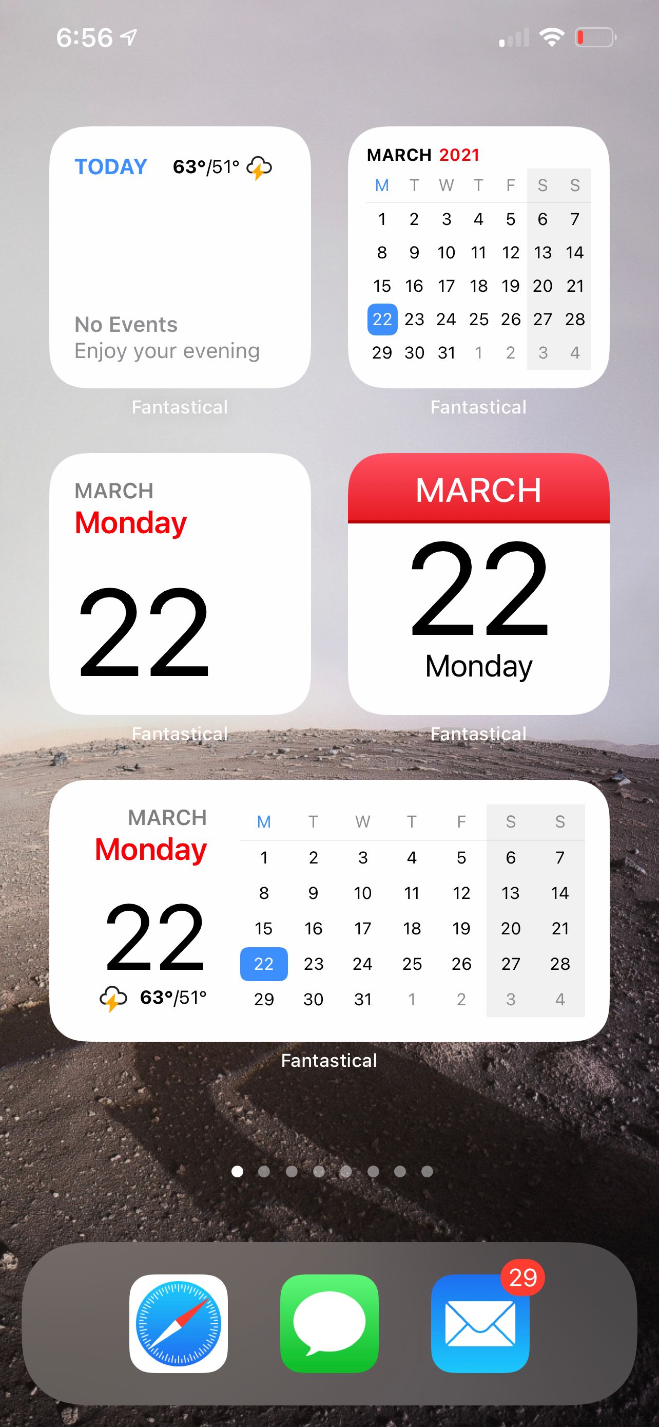 Малые виджеты Fantastical.