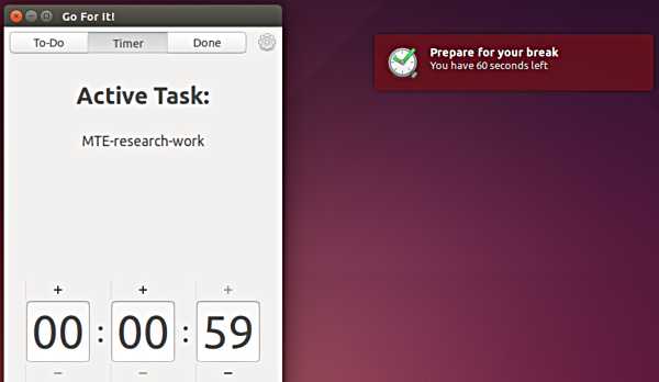 Уведомление о минуте до конца таймера
