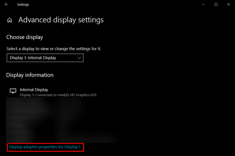 Свойства адаптера дисплея