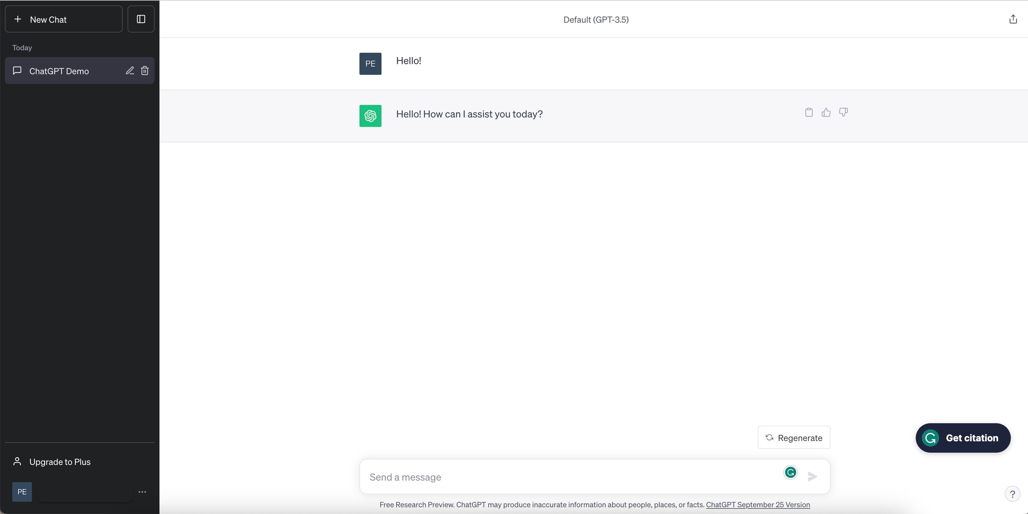 Главная страница сайта ChatGPT октябрь 2023