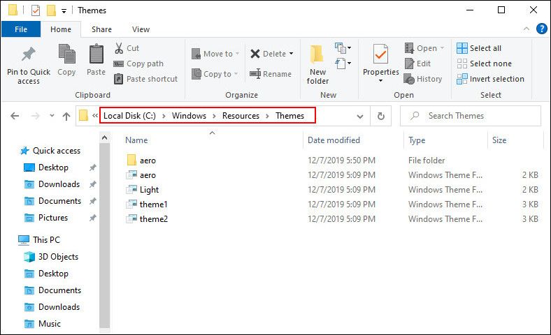 Темы в папке Windows