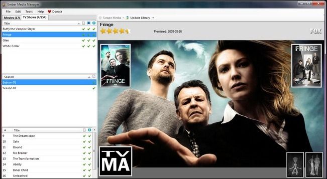 Вкладка TV Shows в интерфейсе EMM