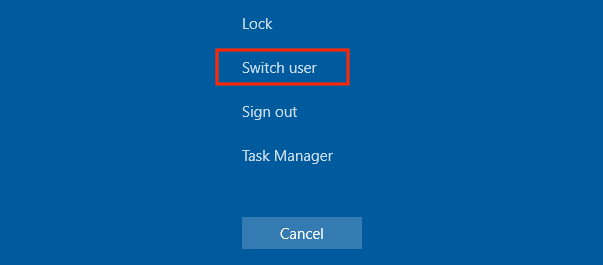Экран входа Windows с подсказкой Switch User