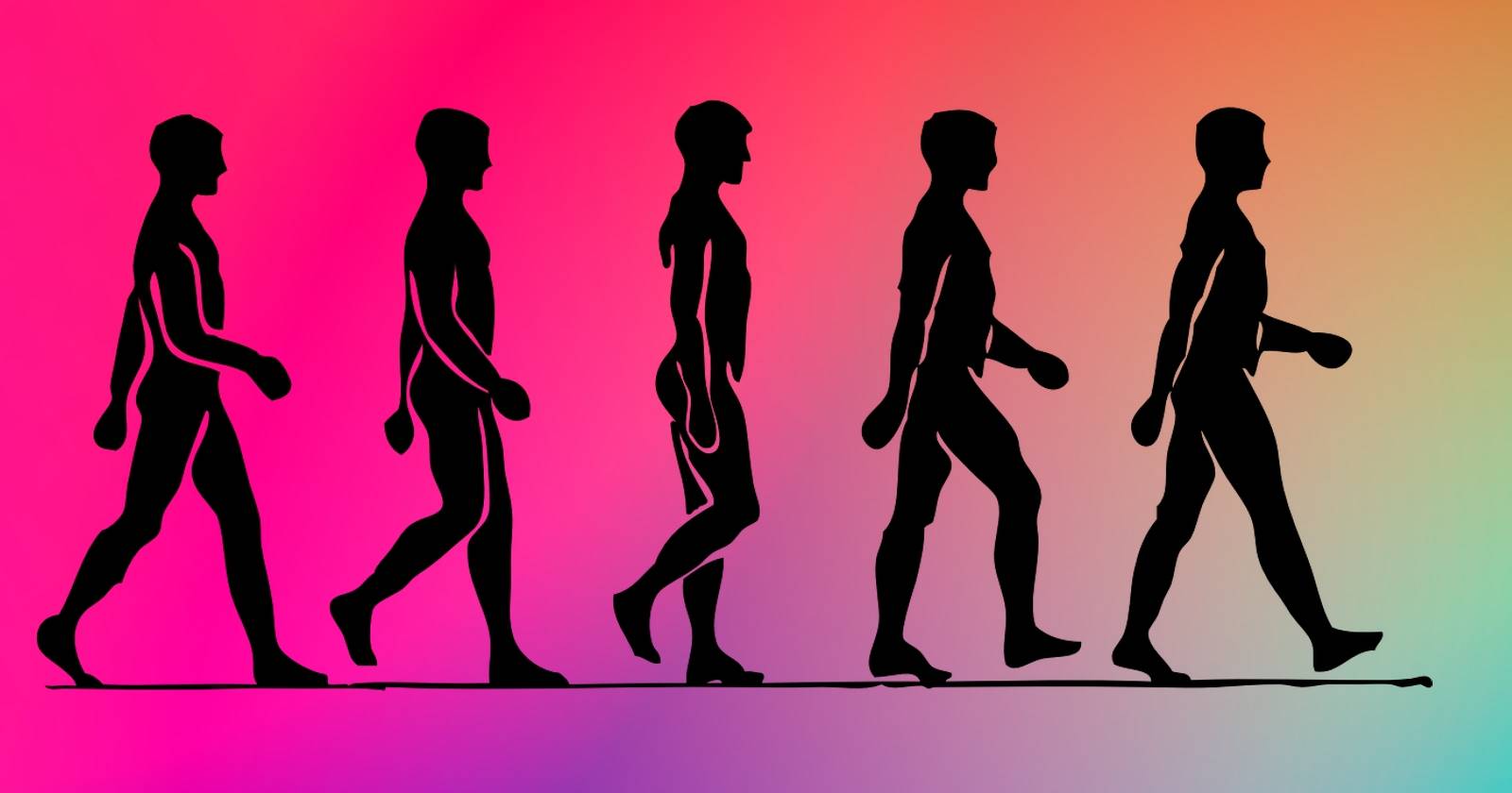 Силуэт цикла шага в профиль с отмеченными фазами шага