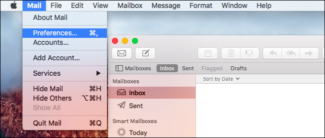 Настройки приложения Почта — вкладка Общие
