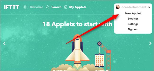IFTTT: кнопка 'New Applet'
