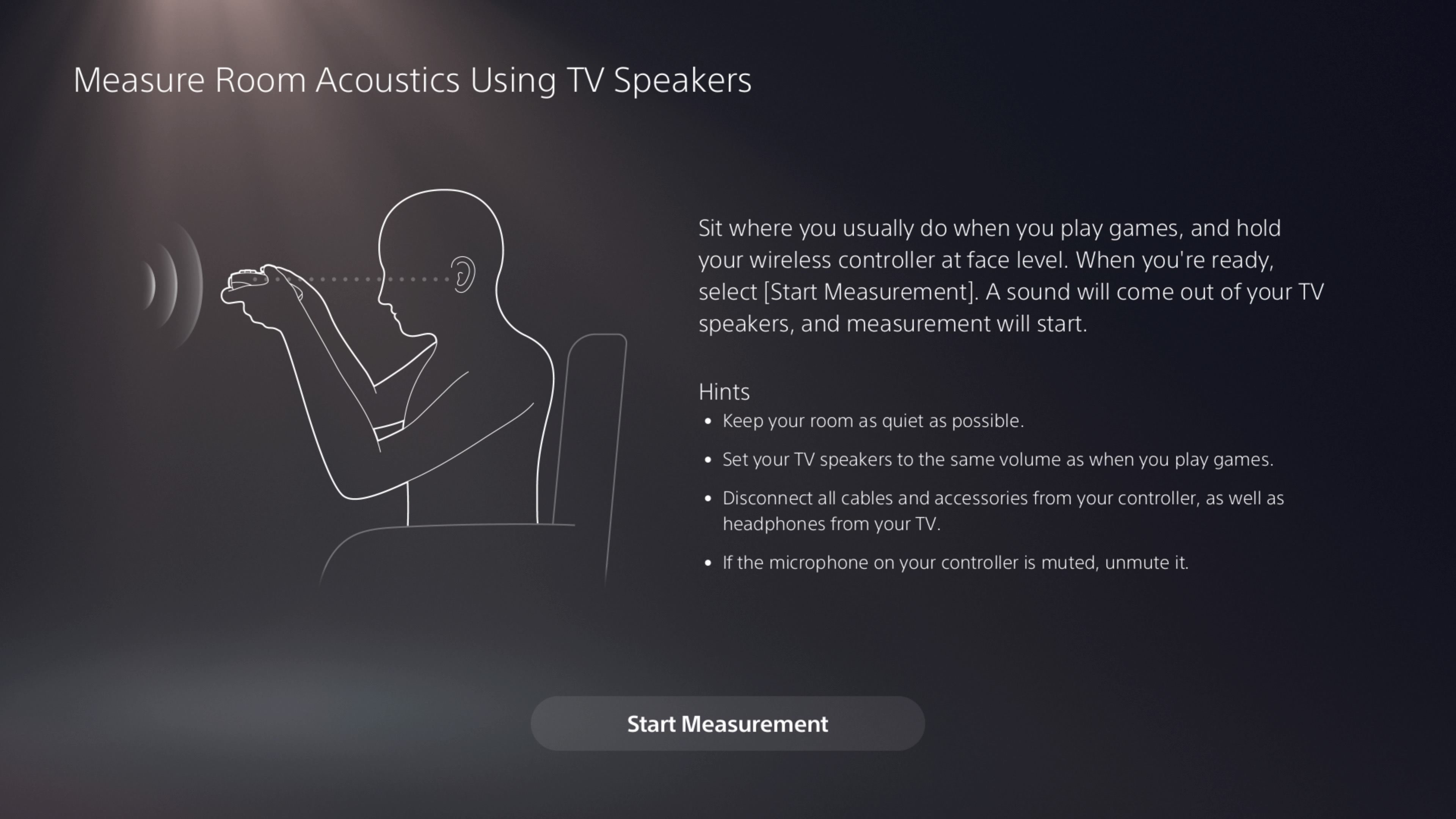 Room measurement for 3D Audio in PlayStation 5