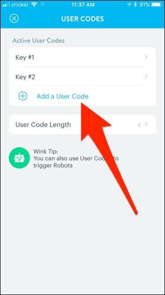 Экран приложения: список кодов пользователей с кнопкой добавления