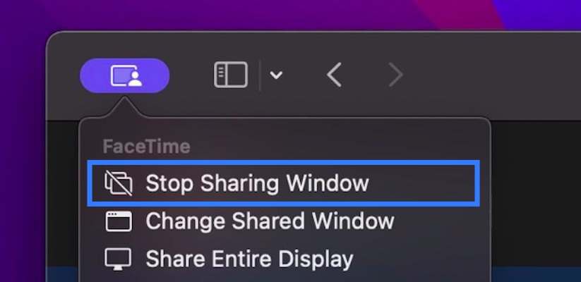 демонстрация экрана FaceTime на Mac в процессе трансляции