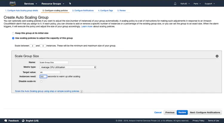 Настройка политики масштабирования по средней загрузке CPU