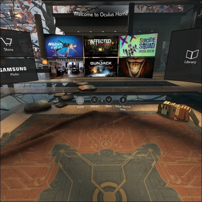 Домашний экран интерфейса Oculus на телефоне