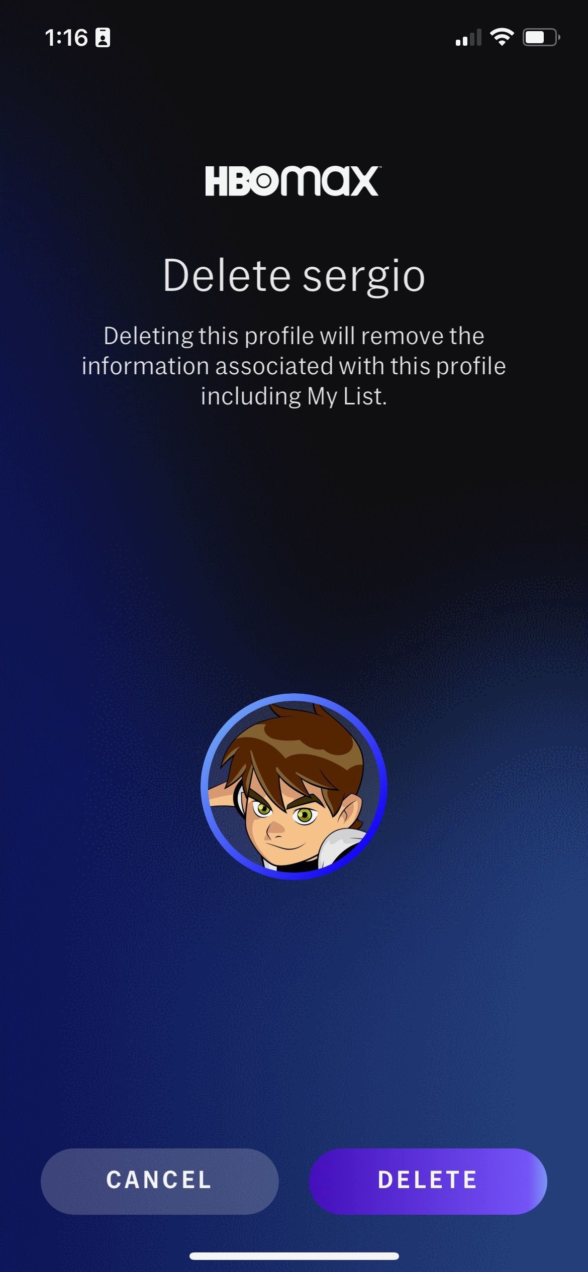 Delete HBO Max Profile iPhone