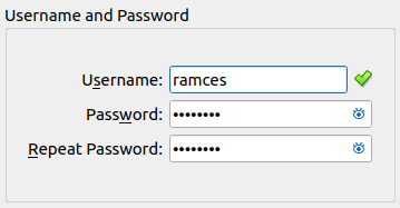 Окно ввода данных учётной записи.