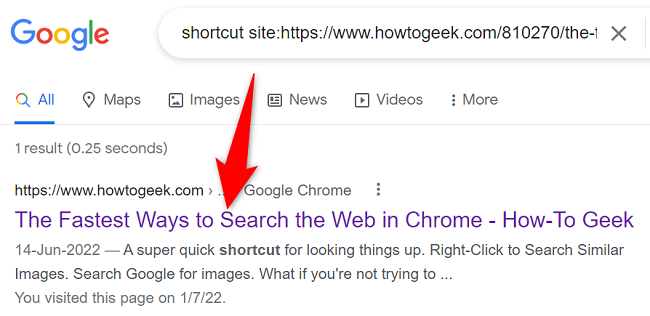Сниппет с результатом поиска Google