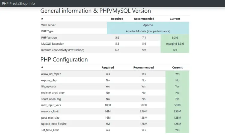 Проверка окружения PrestaShop через ps-check