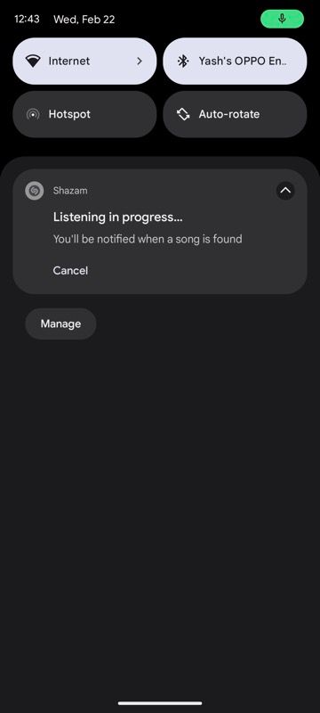 Shazam identifying song on Pixel