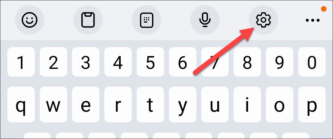 Значок шестерёнки для настроек Samsung Keyboard