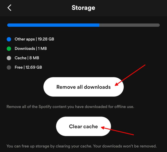 Ios Ipados Spotify Storage Clear Cache Remove Downloads