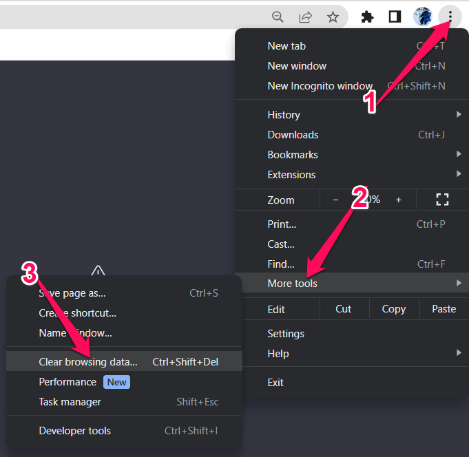 Параметр Удалить данные просмотра в Chrome