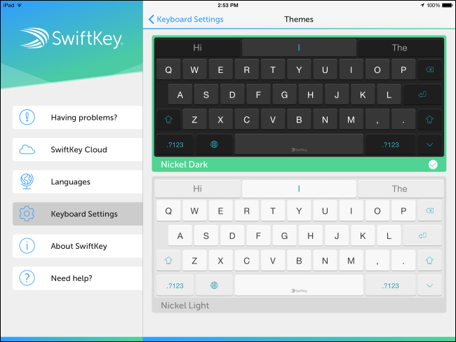 Настройки SwiftKey на iOS