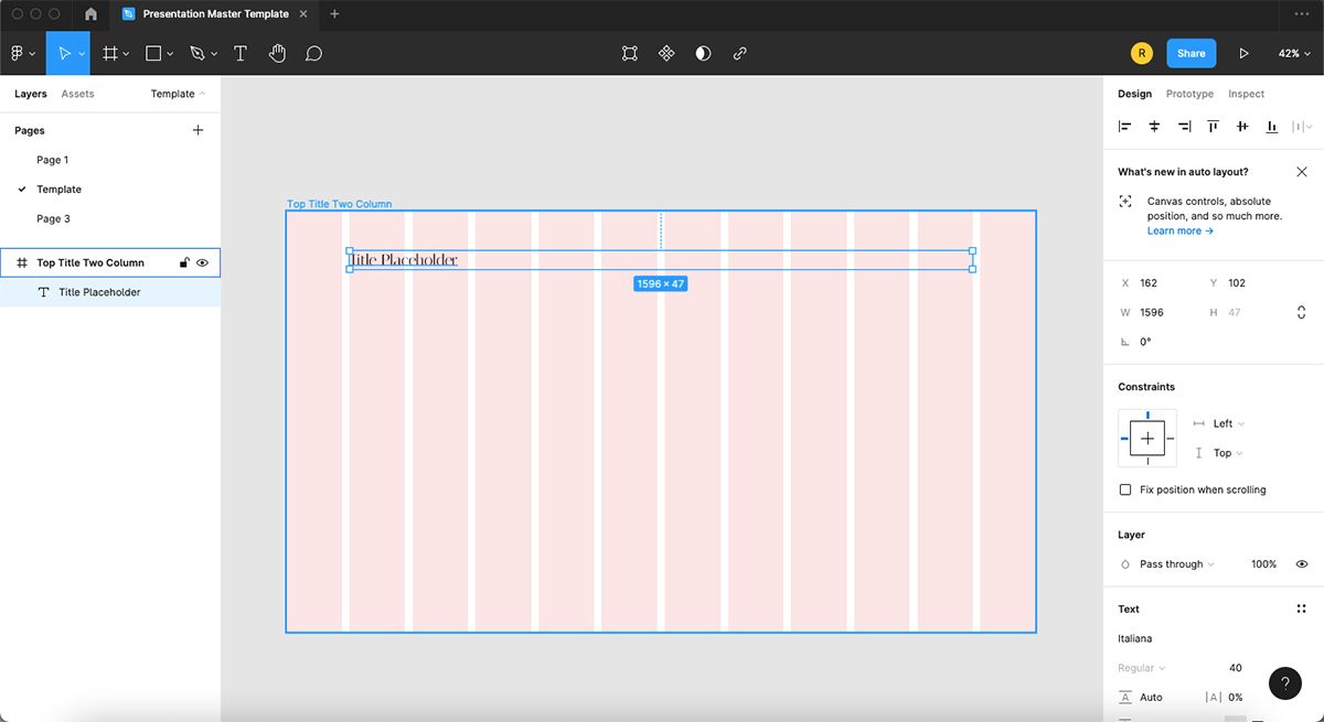 Figma frame with full-sized title in a width text box.
