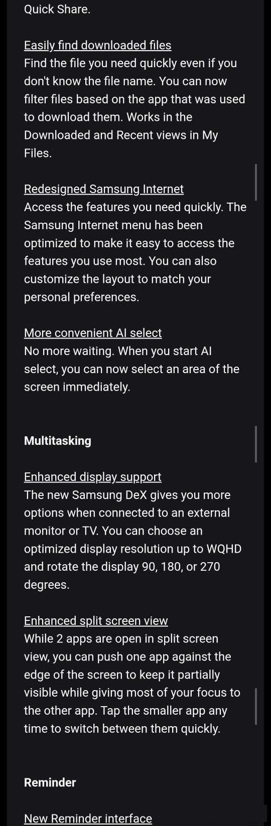 Скриншоты полного changelog One UI 8 — часть 2