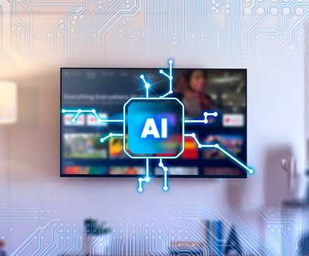 Smart TV с чипом AI на переднем плане