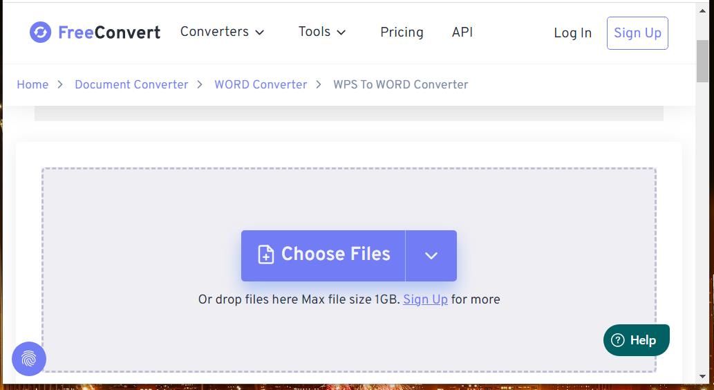 Кнопка Choose Files на FreeConvert