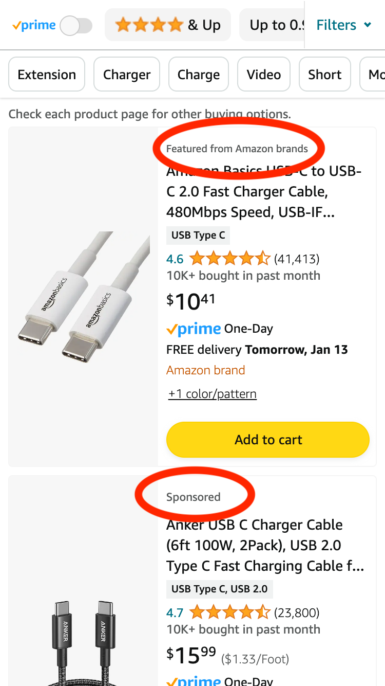 Разные форматы спонсируемых объявлений на Amazon