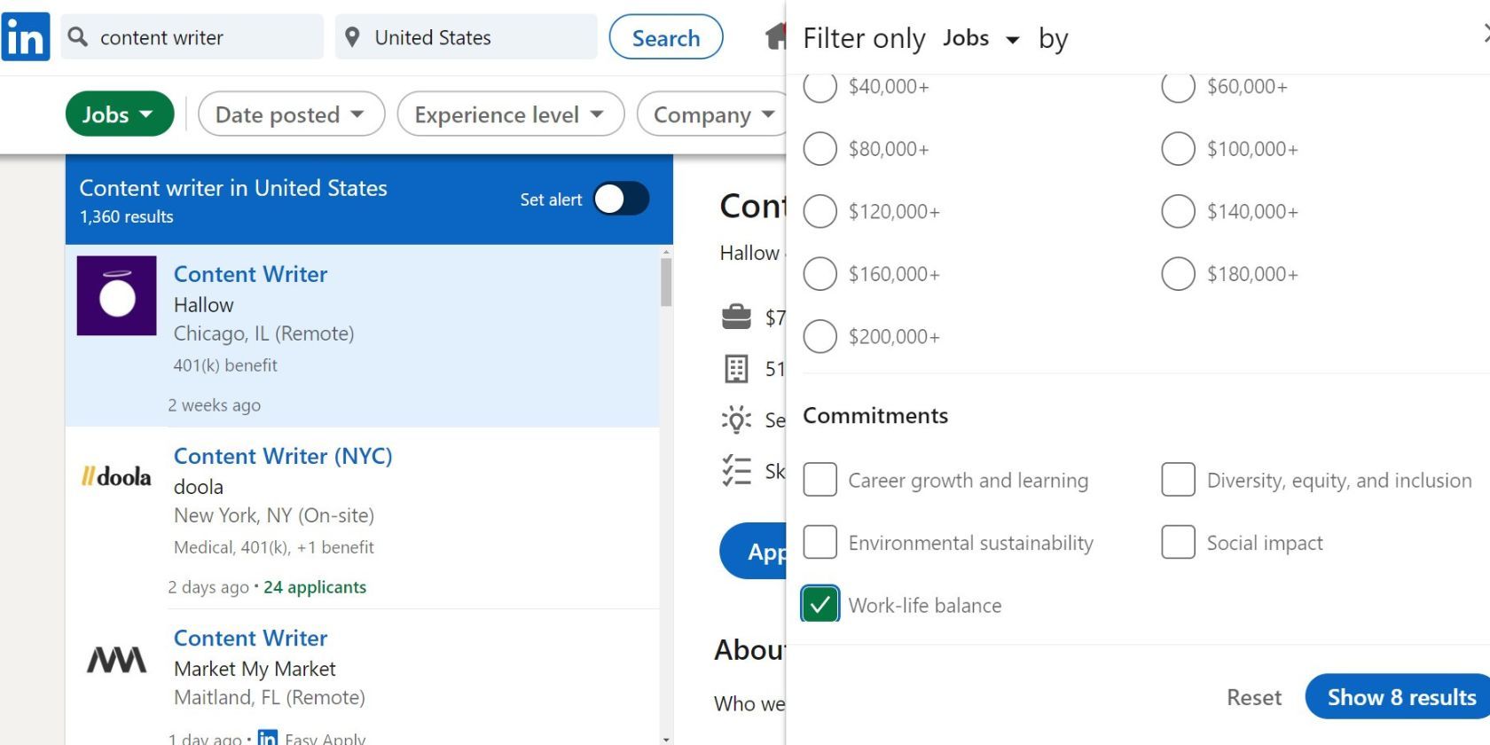 Раздел Commitments на странице компании