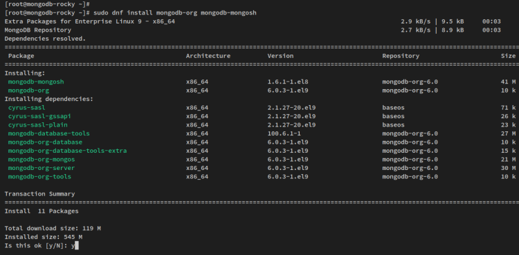 установка mongodb через dnf