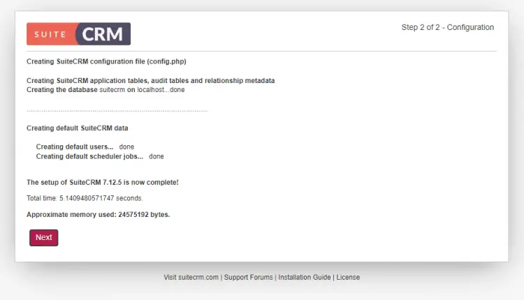 Окно завершения установки