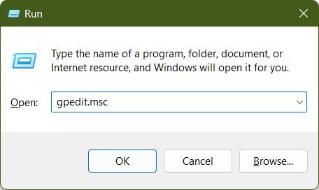 Окно Выполнить и команда gpedit.msc