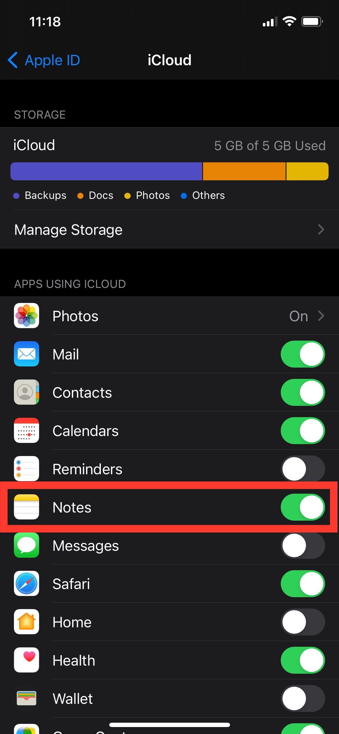 iCloud Notes