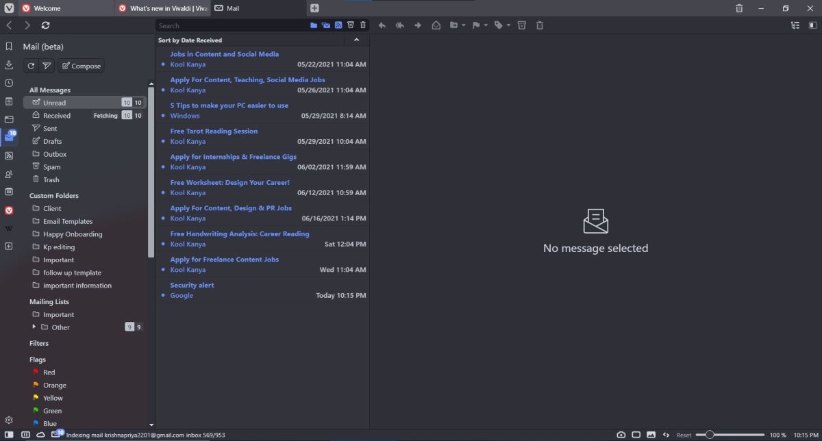 Изменение настроек почты в Vivaldi: подпись, имя отправителя, параметры синхронизации