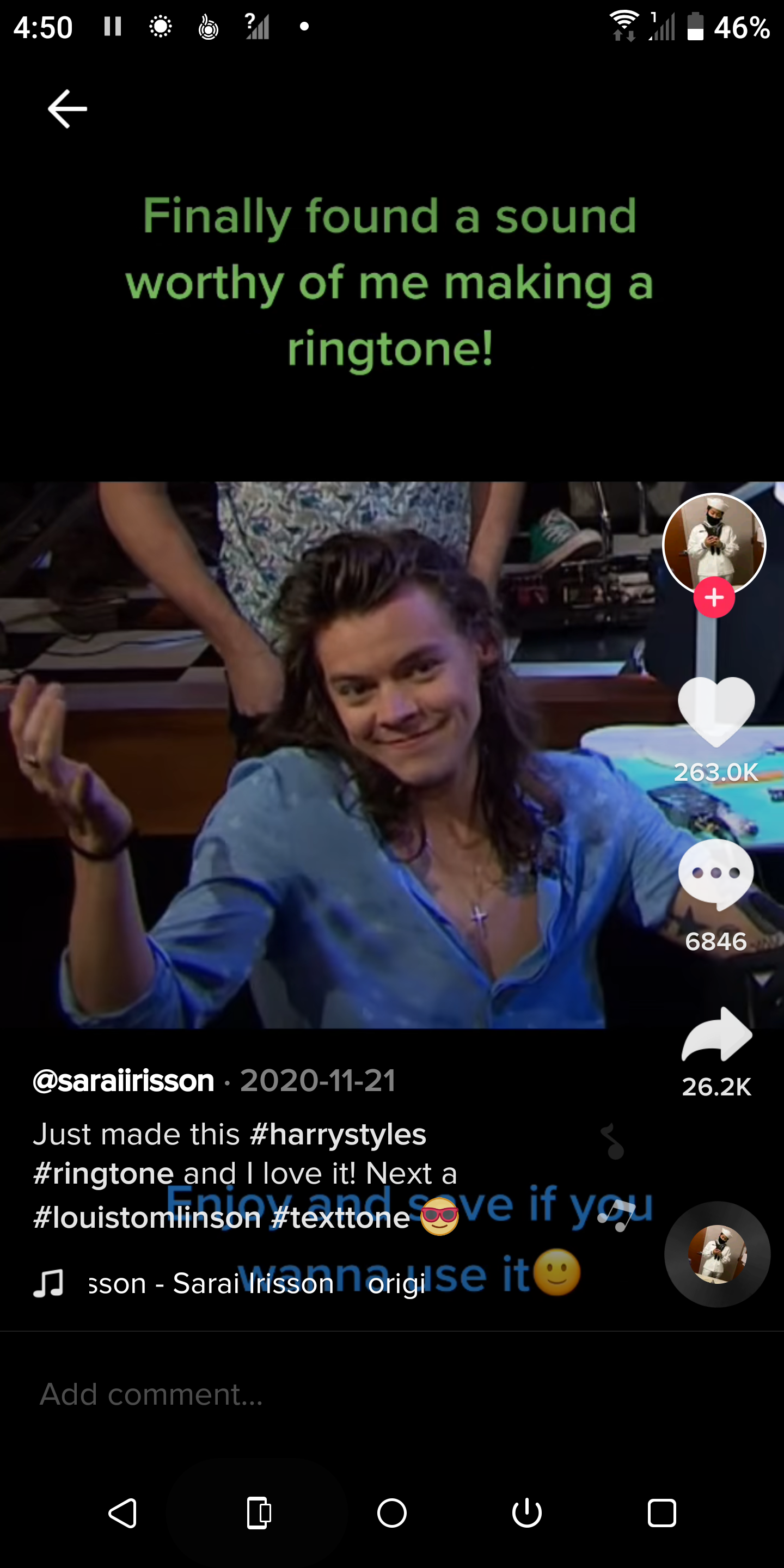 Обложка видео с Гарри Стайлз — рингтон