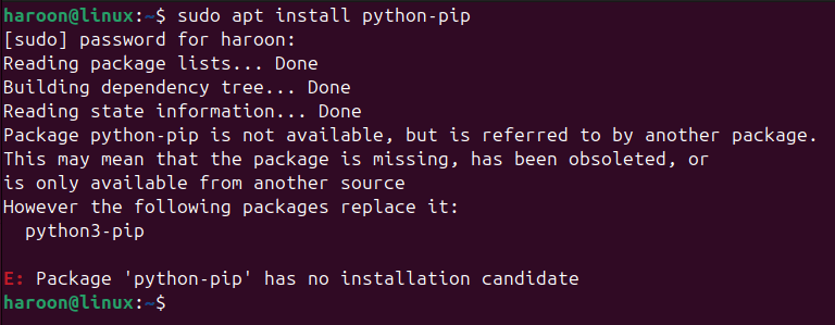 Python Pip Installtion No Candidate Error