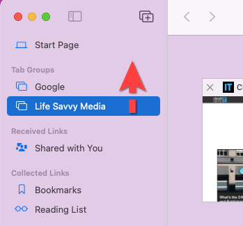 Перетаскивание группы вкладок для изменения порядка