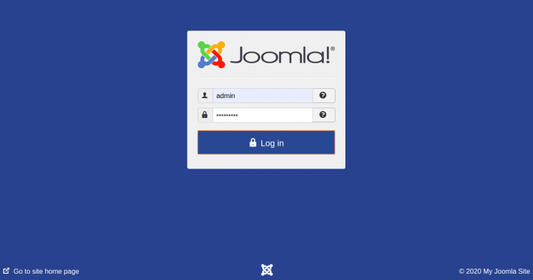 Экран входа в панель администратора Joomla