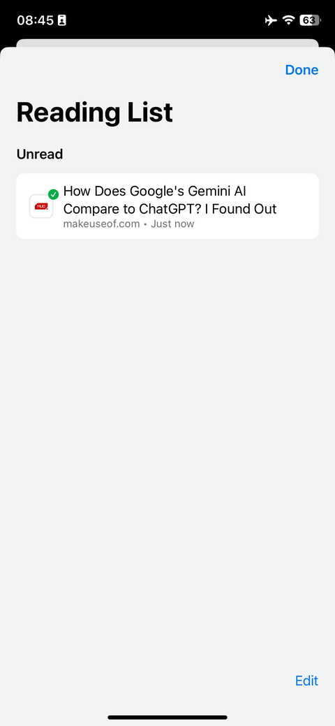 Отображение Reading List в Chrome на iOS
